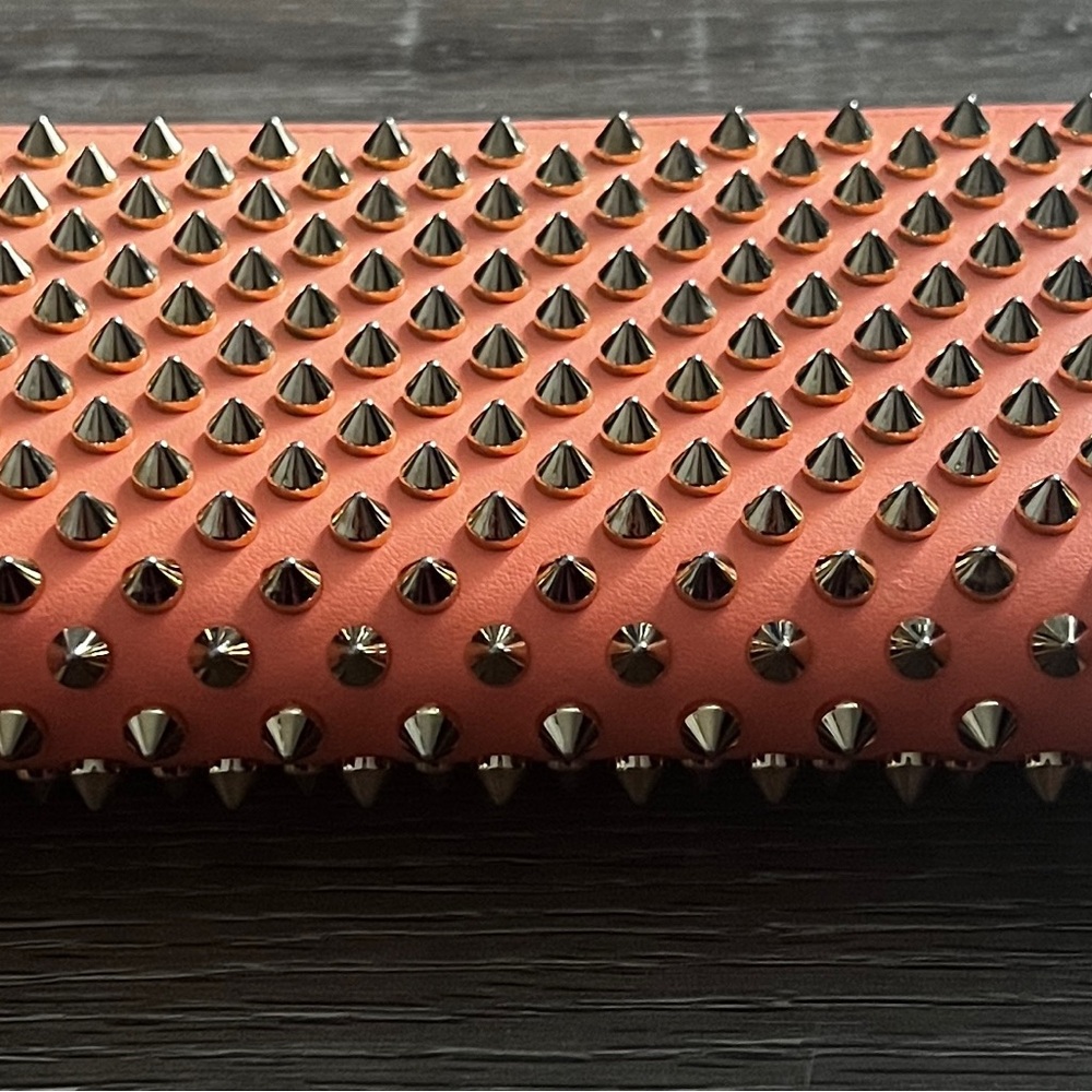 Christian Louboutin Pink Leather Studded Long Wallet Panettone - Picture 3 of 12